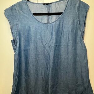 Express Blue Cap Sleeve Boxy Blouse